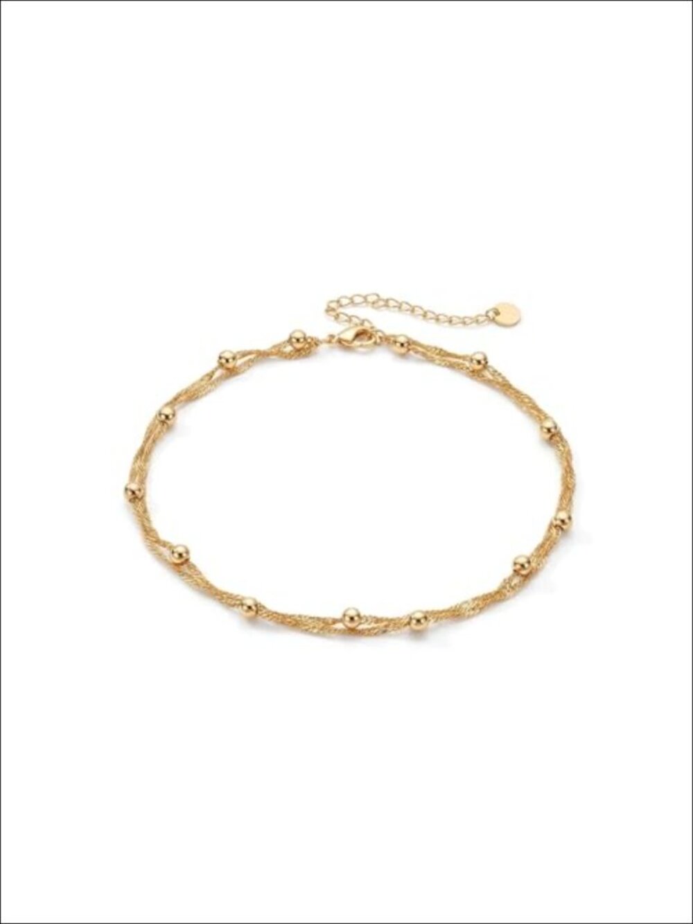 Double-Layer Twisted Cuban Link Layered Bracelet Adjustable 6.5-9.5 Inch